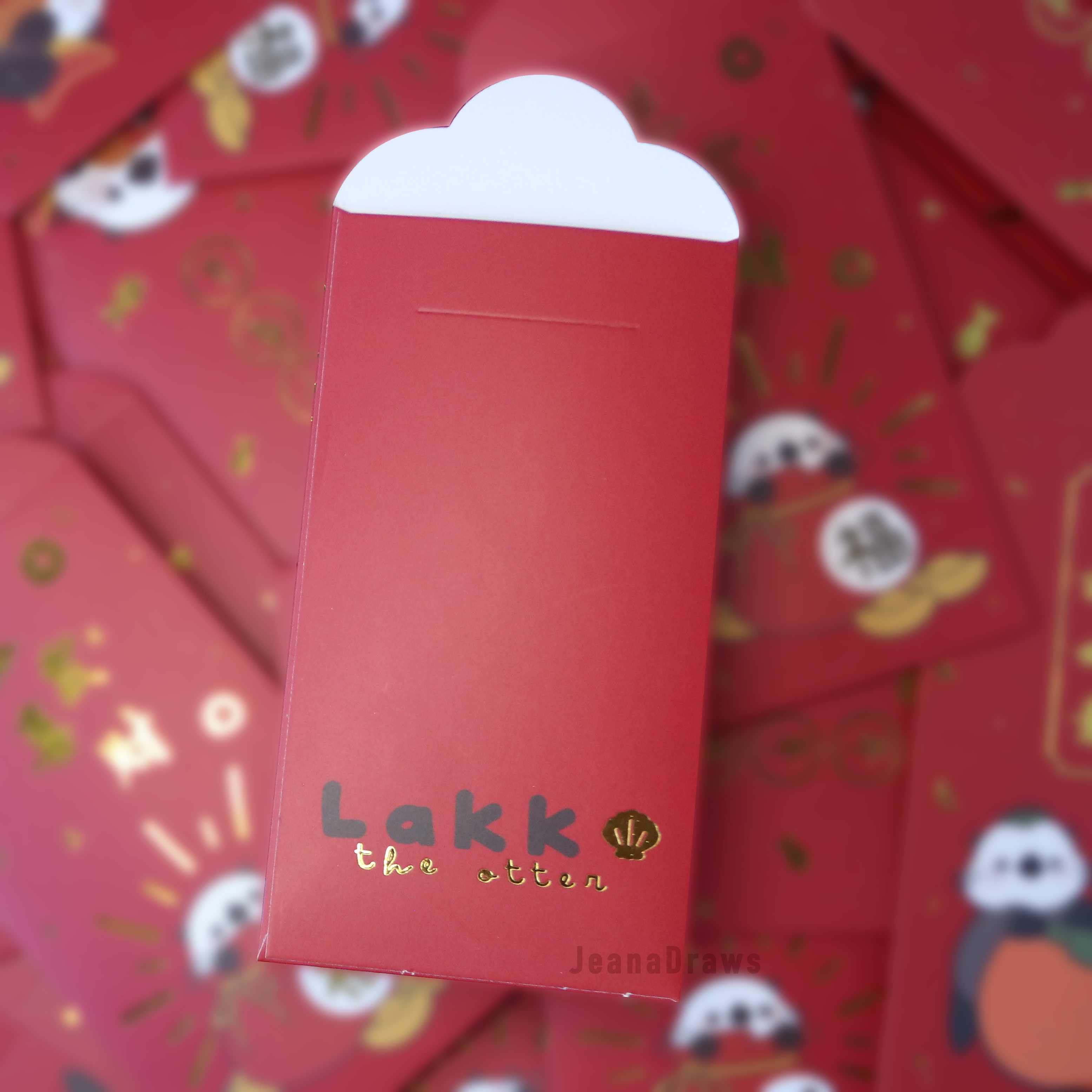 JeanaDraws - Wholesale Stationery/Notecard Set - Otter Red Envelopes (Hong Bao/Li Xi)2