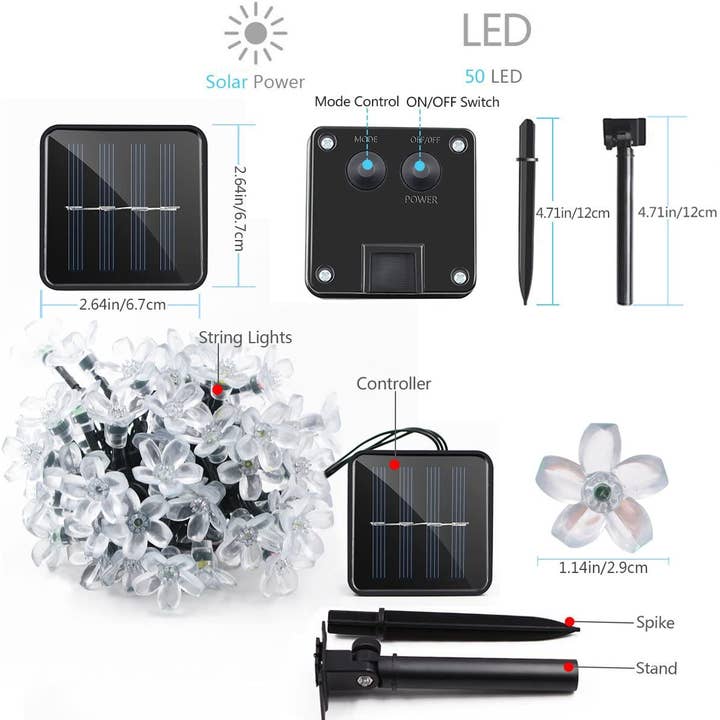 50 LED Clear Cable Cherry Blossom Solar Light - Warm White for wholesale on Faire