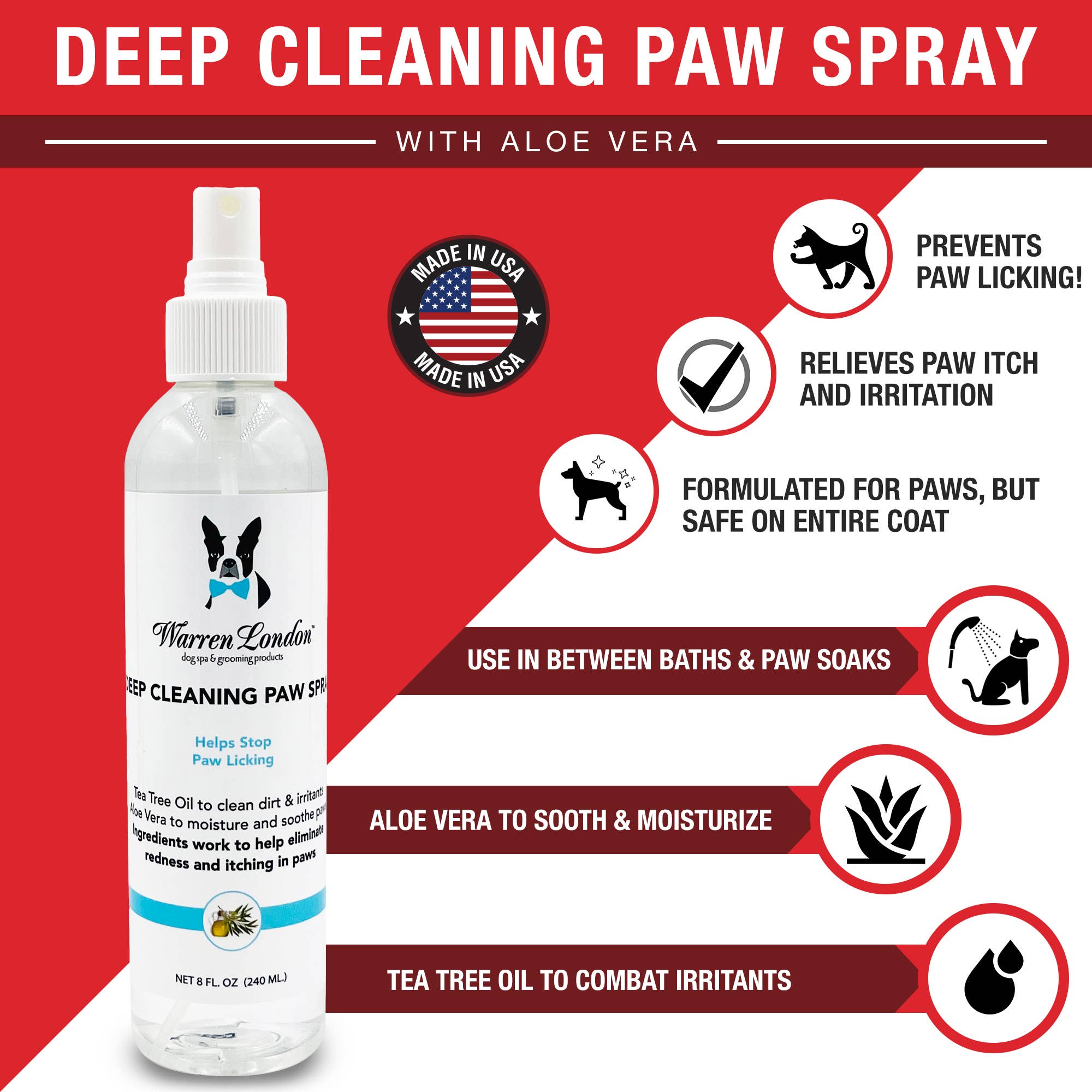 Warren London Dog Products – wholesale Pet paw protection – Deep Cleaning Paw Spray1