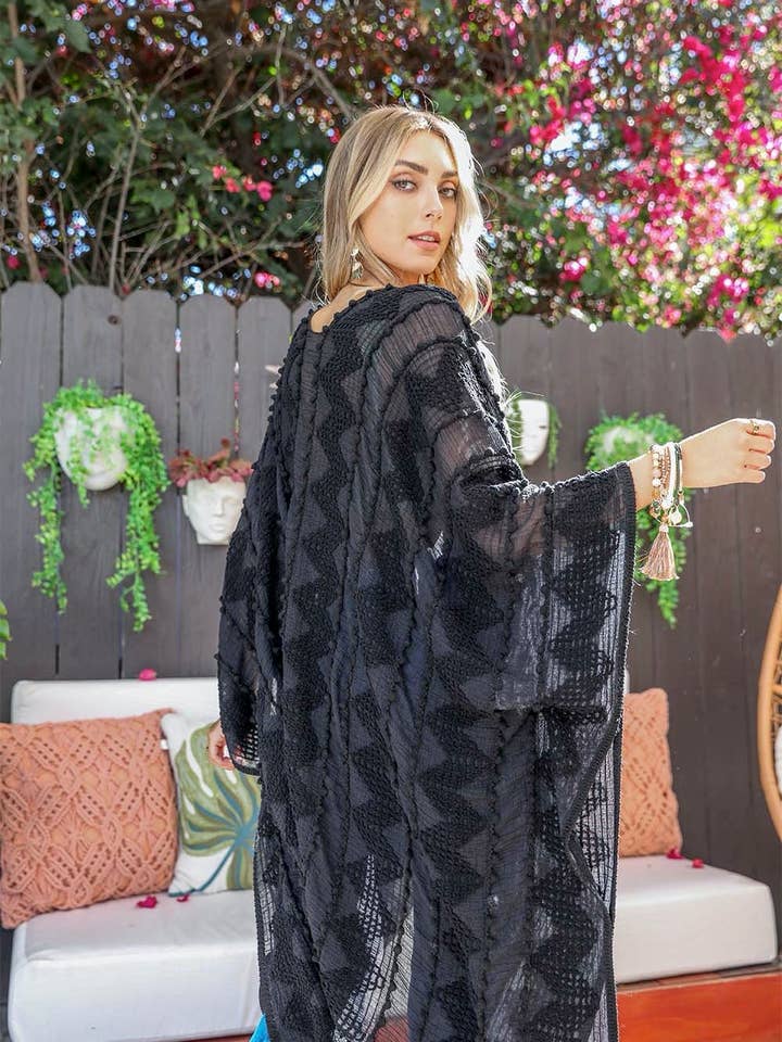 Leto Accessories - Wholesale Kimono – Women's - Embroidered Zig Zag Soft Kimono ⚡️ - Cover Up5