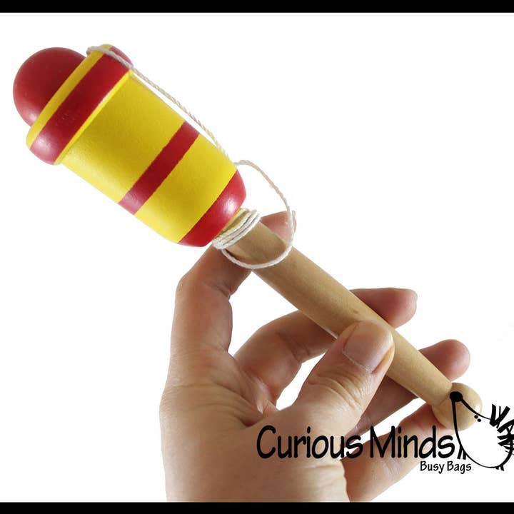 Curious Minds Toys – Engroshandel Trælegetøj - Børn – 1 bold og kop fangsttræspil Mexicansk Yo Yo-legetøj i træ Yoyo