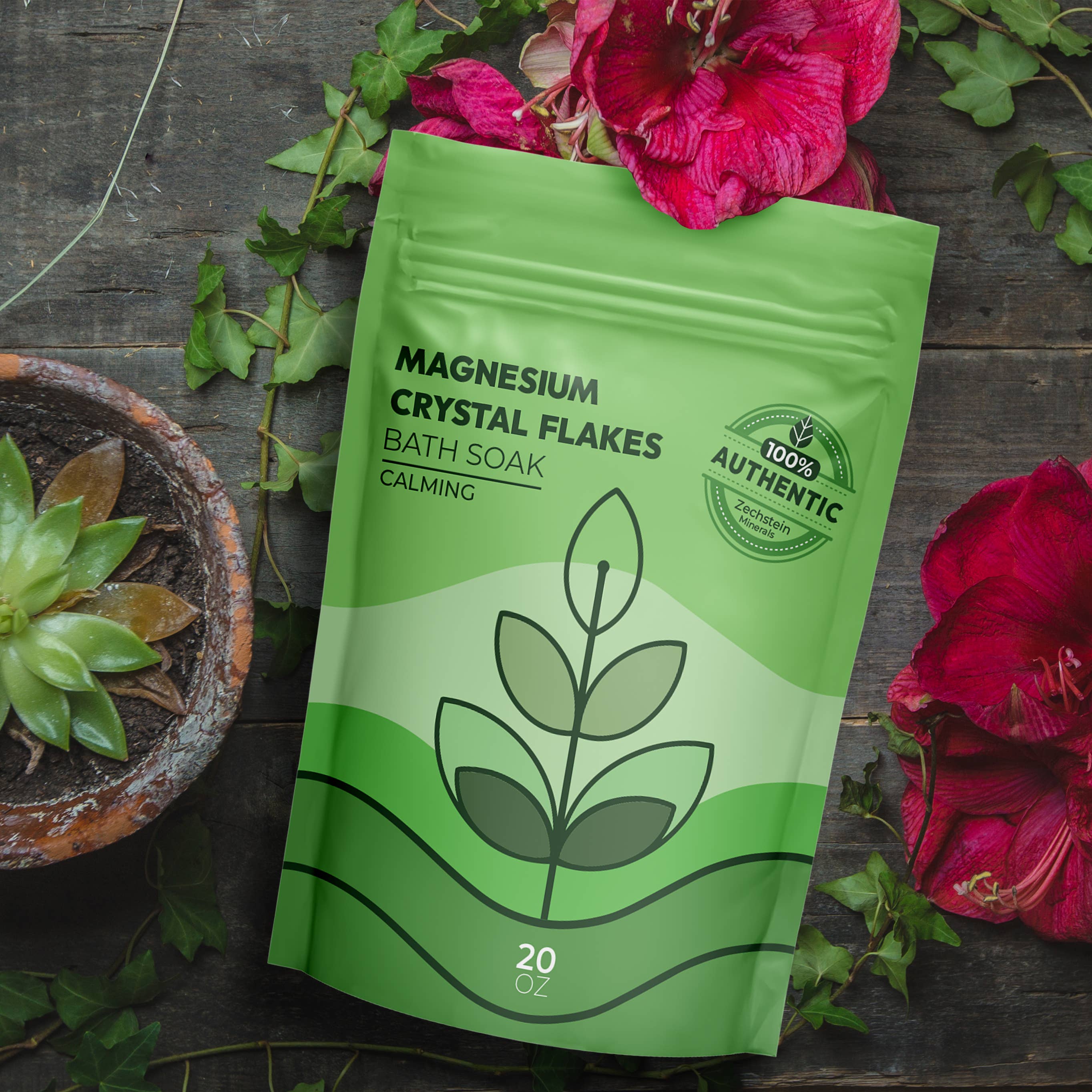 The Midwest Sea Salt Company - Wholesale Bath Salts - Magnesium Crystal Flakes Mineral Bath Soak - Calming - 20oz5