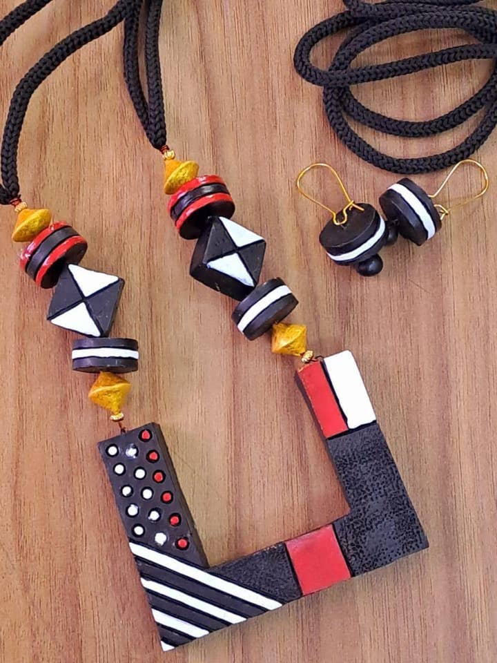 Boho Jewelry Set | Clay Jewelry | Square Bohemian Jewelry for wholesale by Cordelia Kraft