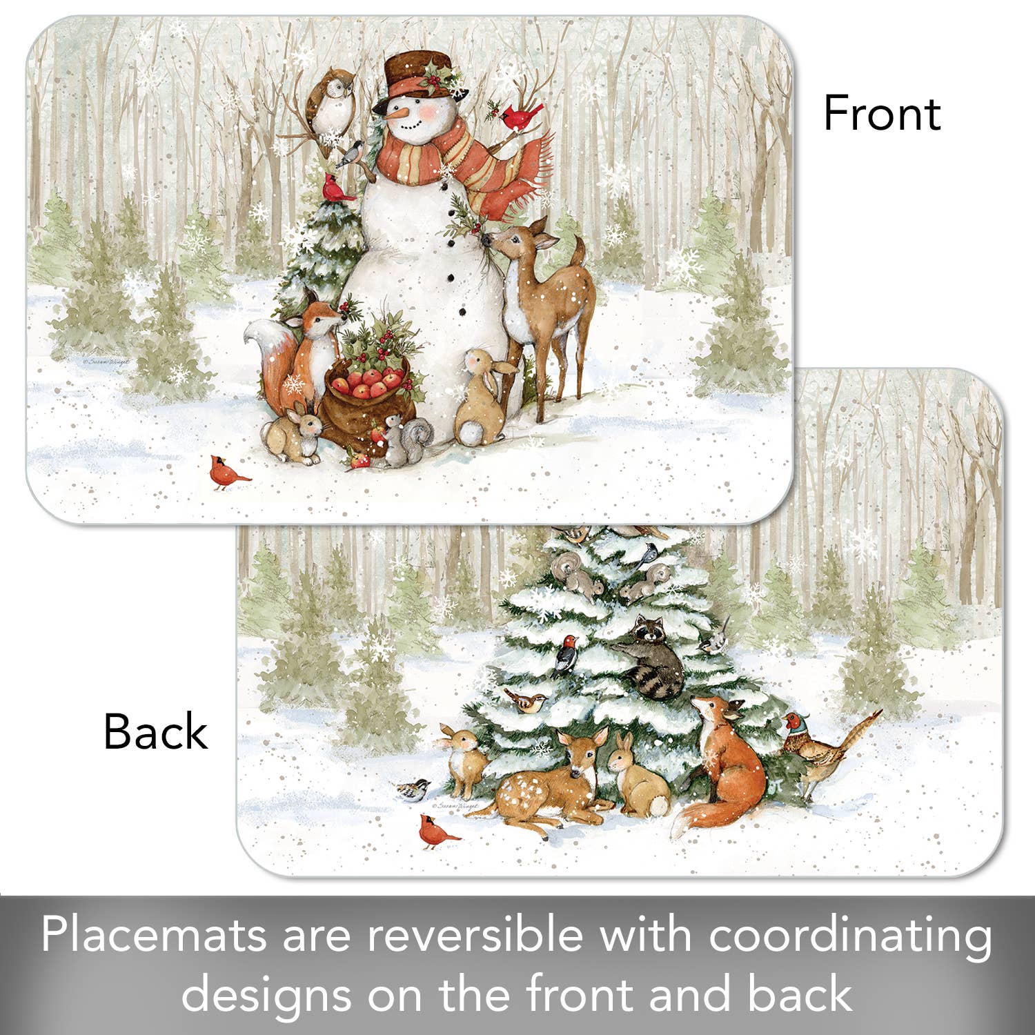 CounterArt/Highland Home/Thirstystone - Wholesale Placemat - Winter Forest Reversible Rectangular Plastic Placemat3
