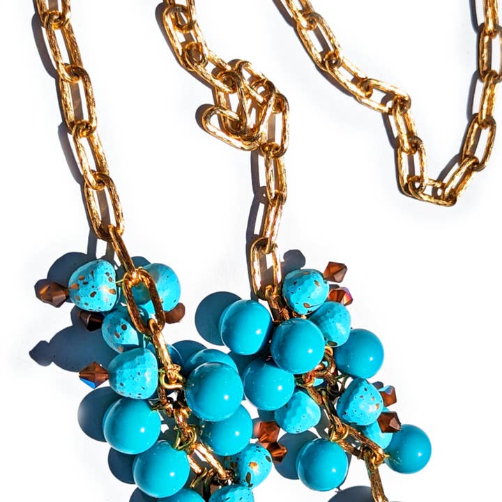 Gay Isber Designs - Wholesale Pendant/Charm Necklace - All Vintage Turqouise Browns Long Tie Necklace Gay Isber one of a kind USA