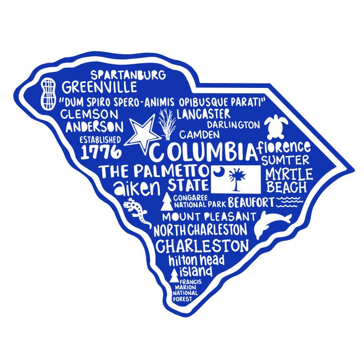 South Carolina Kort Sticker for engroshandel hos Whereabouts Shop