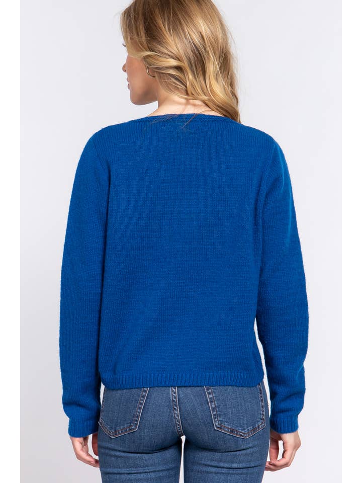 Active Basic | Active USA - Wholesale Knit Sweater - Women's - Long Sleeve V-neck With X Strap Sweater6