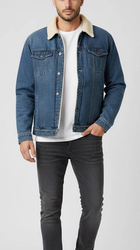 Galaxy By Harvic - Vente Veste en jean – homme - Veste en jean doublée sherpa pour homme Galaxy By Harvic3