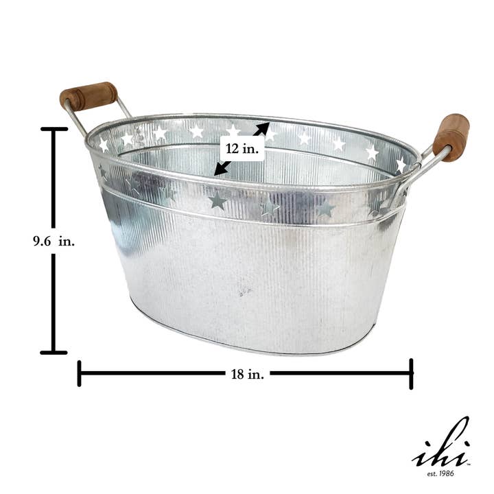 India Handicrafts Inc - Wholesale Bucket/pail - Star Corrugated Oval Tub – 18" x 12" x 10"3