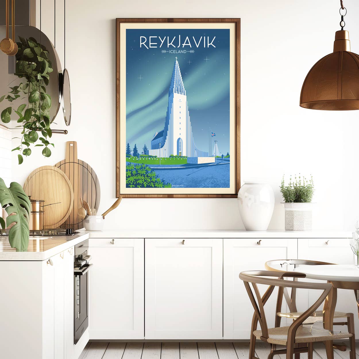 Olahoop Travel Posters - Wholesale Poster - Reykjavik Iceland Vintage Travel Poster | Hallgrimskirkja3