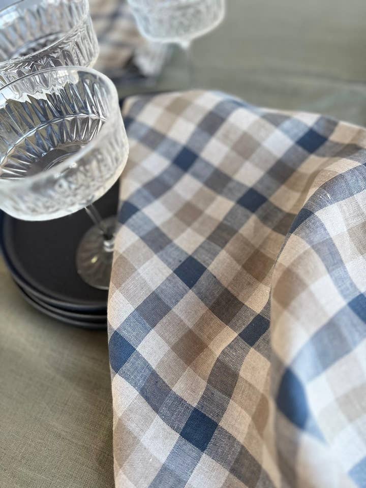 Ready to Ship: Gingham Linen Kitchen Tea Towels for wholesale by Epic Linen