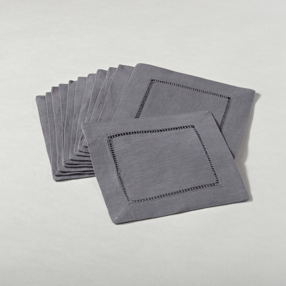 Fennco Styles - Vente Serviettes de table en tissu - Serviette carrée classique en lin et coton avec ourlet à jour7