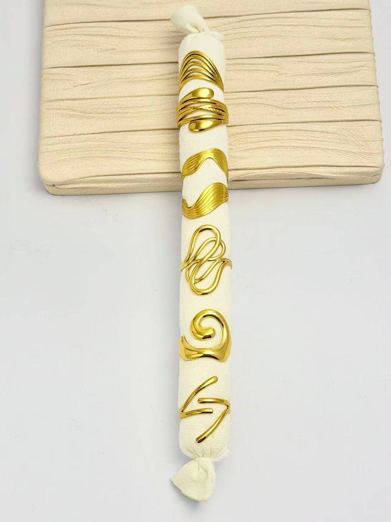 COSMOS - Wholesale Jewelry Set - Set of 6 Women's Rings Stainless Steel Modern Adjustable Design1