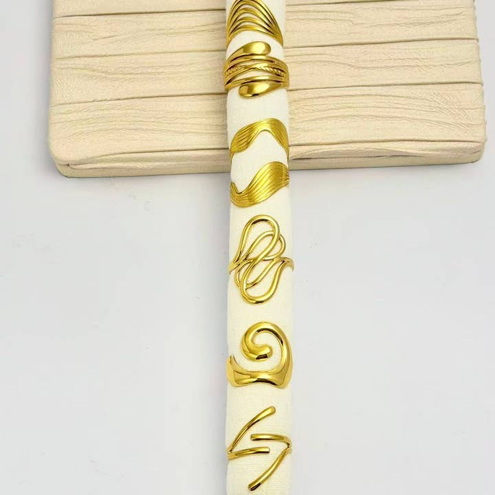 COSMOS - Wholesale Jewelry Set - Set of 6 Women's Rings Stainless Steel Modern Adjustable Design1