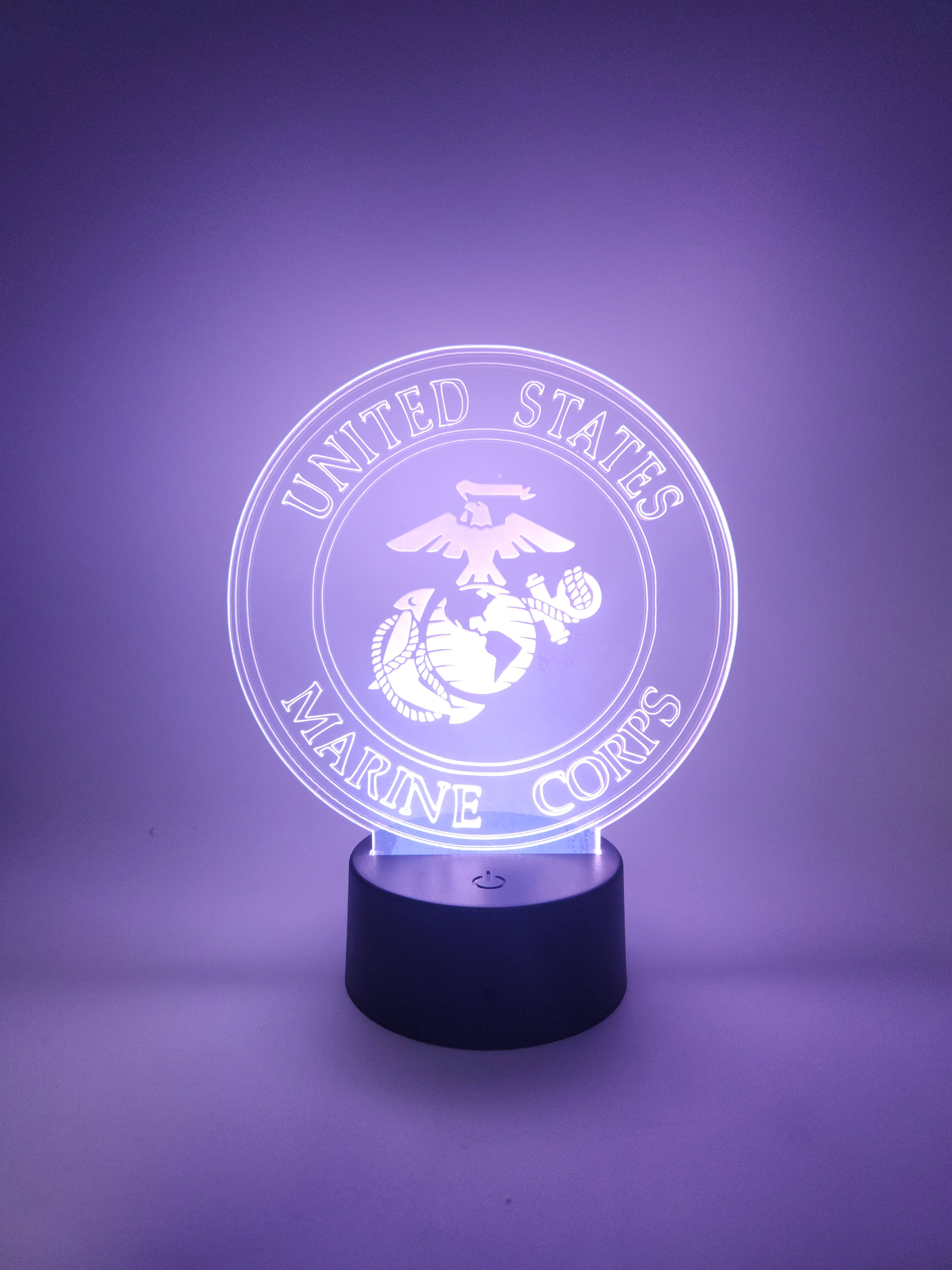 The 308 Collective - Wholesale Accent/Desk Lamp - Marine Corps Novelty Desktop LED Lamp | USMC Light Up Sign1
