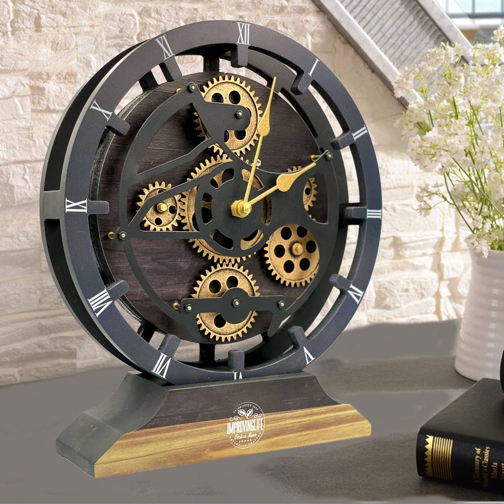 The Gears Clock - Wholesale Desk Clock - CANADA LINE DESK/WALL CLOCK 10 INCH VINTAGE BLACK8