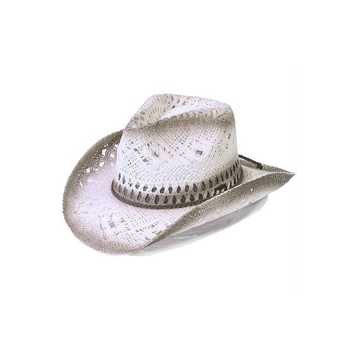Hana - Wholesale Cowboy Hat - Kids - C.C KIDS Braided Suede Trim Band Weave Cowboy Hat