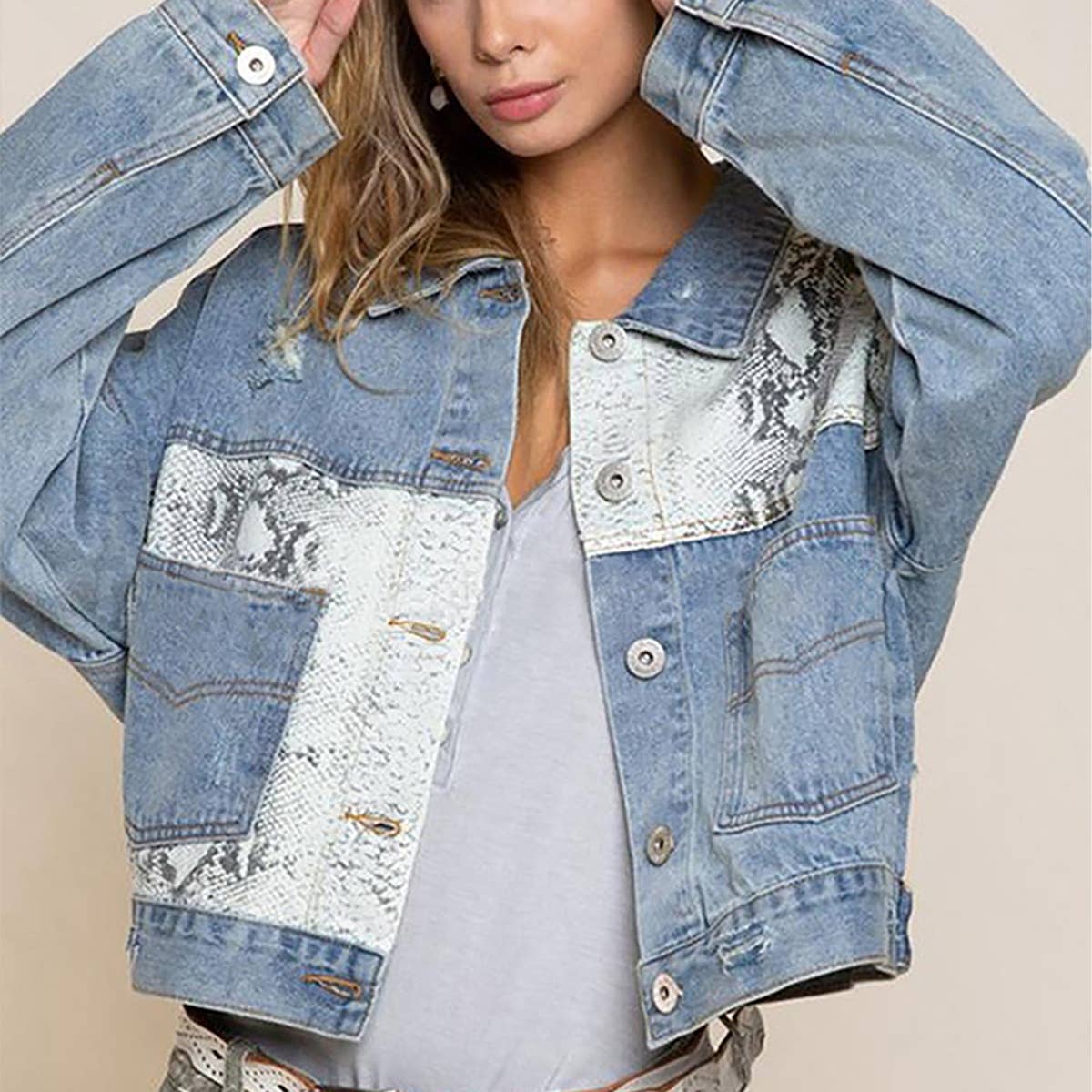 ACCITY - Wholesale Denim Jacket - Women's - Fashion Leopard Print Ripped Jean Jacket_CWOCO11933