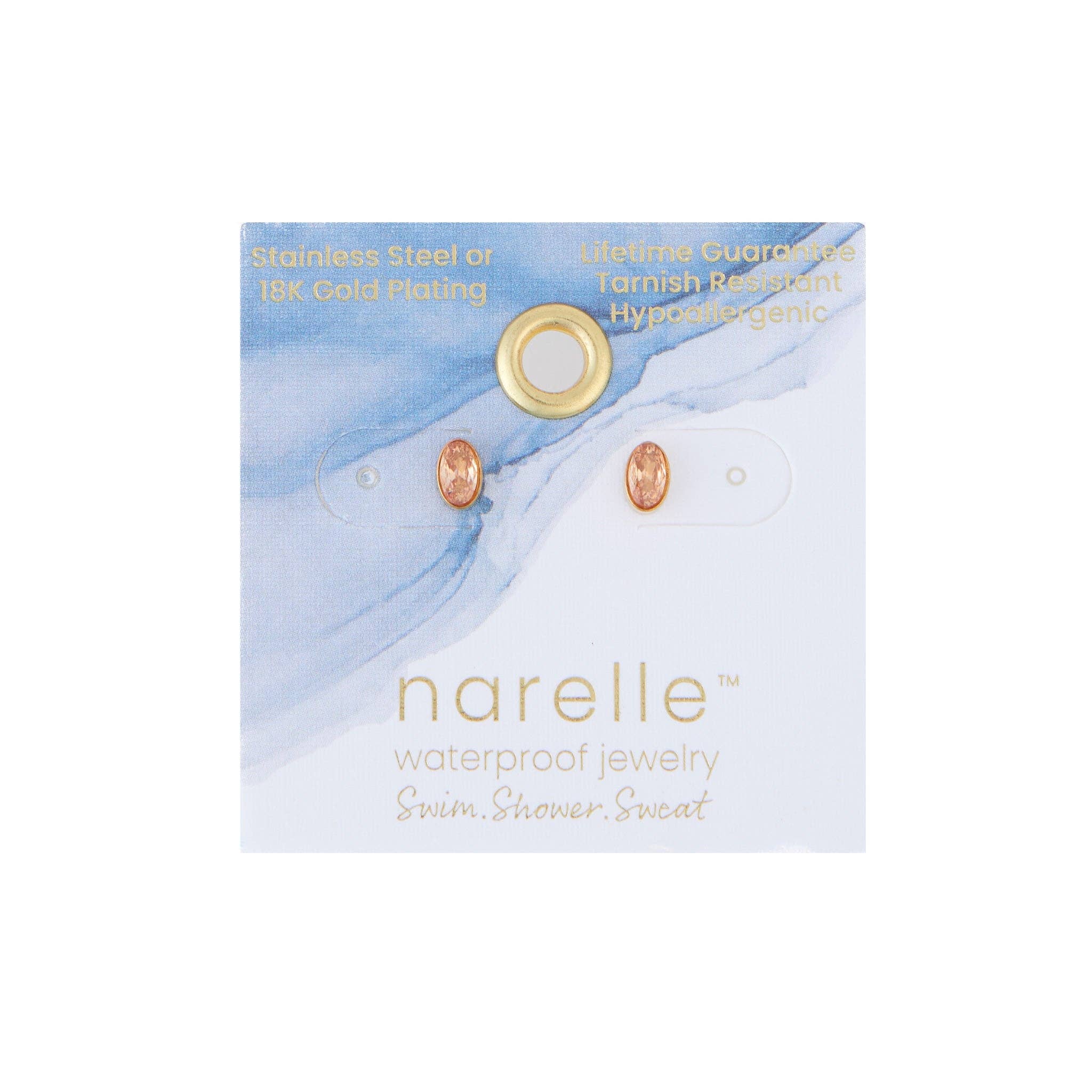 Elsie & Zoey - Wholesale Stud/Post Earrings - Waterproof Earring Narelle Oval Cubic Zirconia 18K Gold Stud6