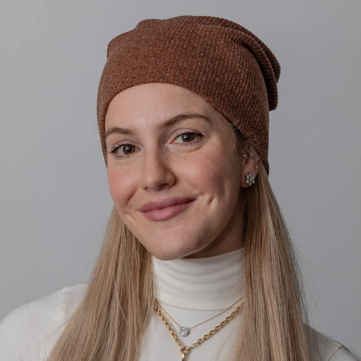 Toffee Heathered Knit Beanie for wholesale by VALERI
