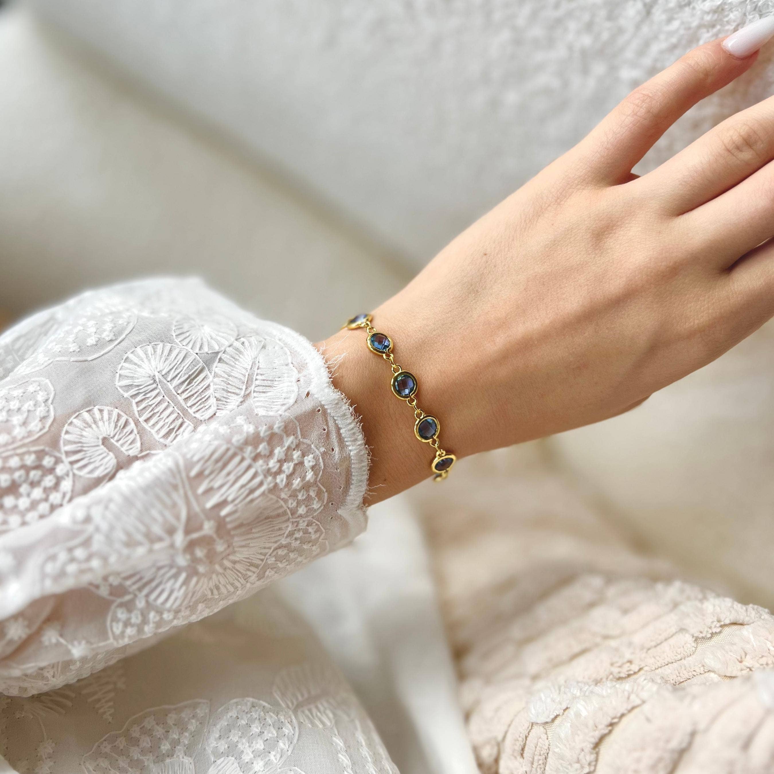 Rossie Jewellery – wholesale Charm/dangle bracelet – Gold Filled Crystal Topaz Charm Beaded Bracelet5