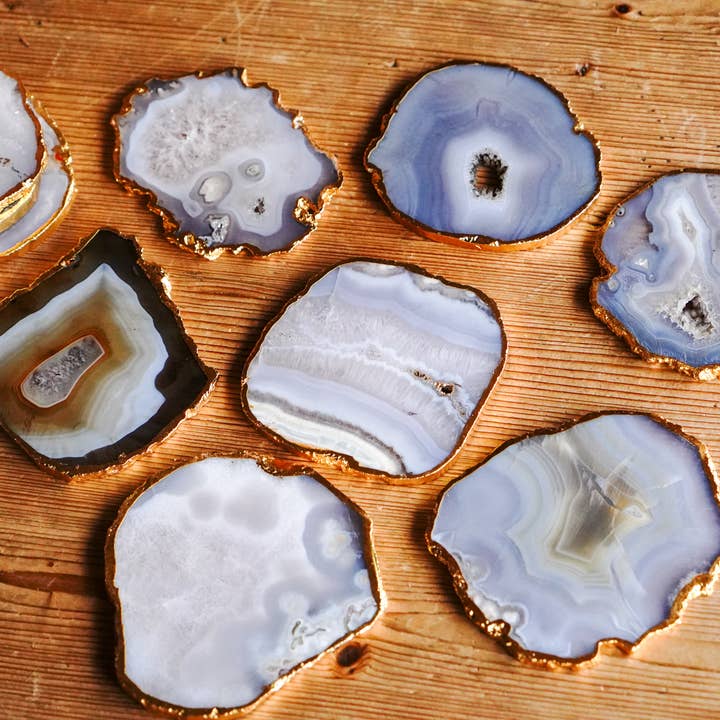 Backwoods Provisions - Vente Sous-verre - Dessous de verre en agate trempée dans l'or, coloris foncé ou clair2