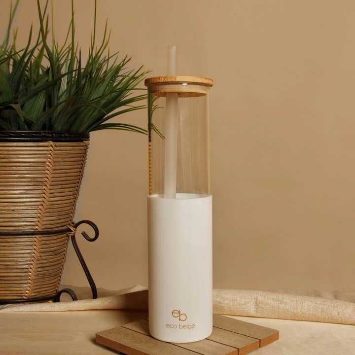 Eco Beige - Wholesale Drinking Glass/Cup - Slender Bubble Tea Cup 24oz