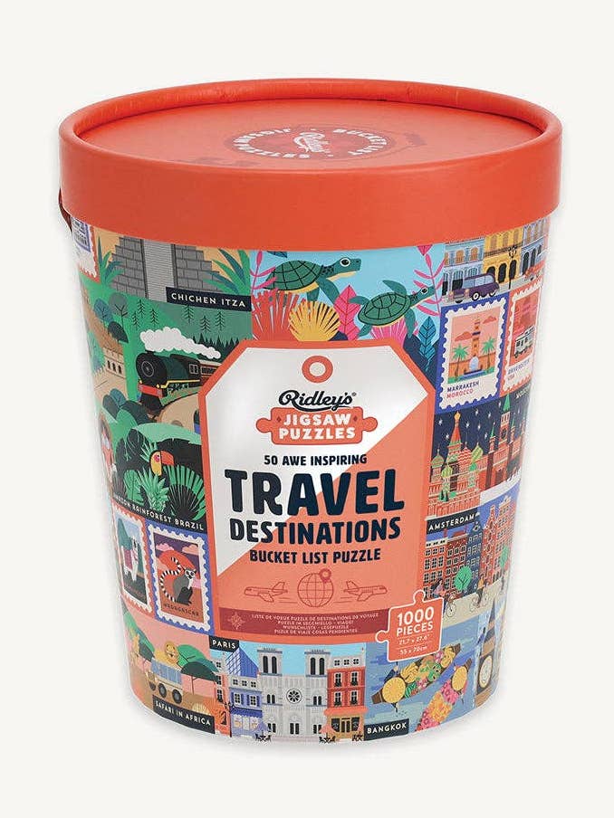 50 Awe-Inspiring Travel Destinations Bucket List 1000 pc Puz for wholesale by Chronicle Books