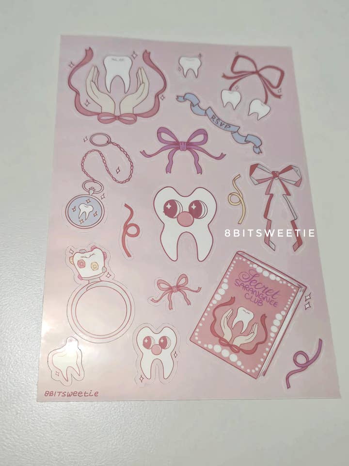 Zahn & Bänder Stickerbogen schätzen für den Großhandel von 8bitsweetie