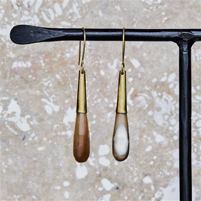 HomArt - Venta al por mayor Pendientes colgantes - Pendiente de cuerno en forma de lágrima - Sm - Cuerno claro, latón1