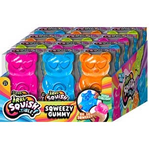 Squish Gummy Bear 12-Piece Stretch Toy Display for wholesale by ET Products