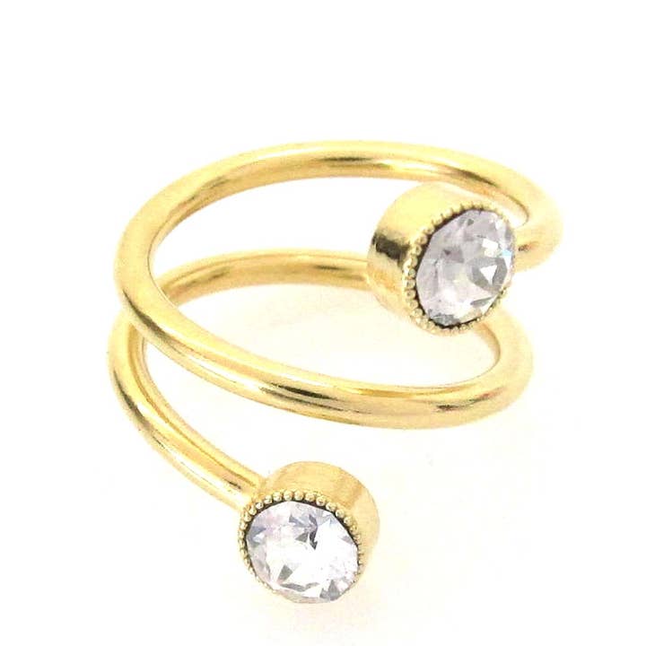 Anel Louro Coleção Clássica JE c/ Swarovski Crystal por atacado de Jessica Elliot Jewelry