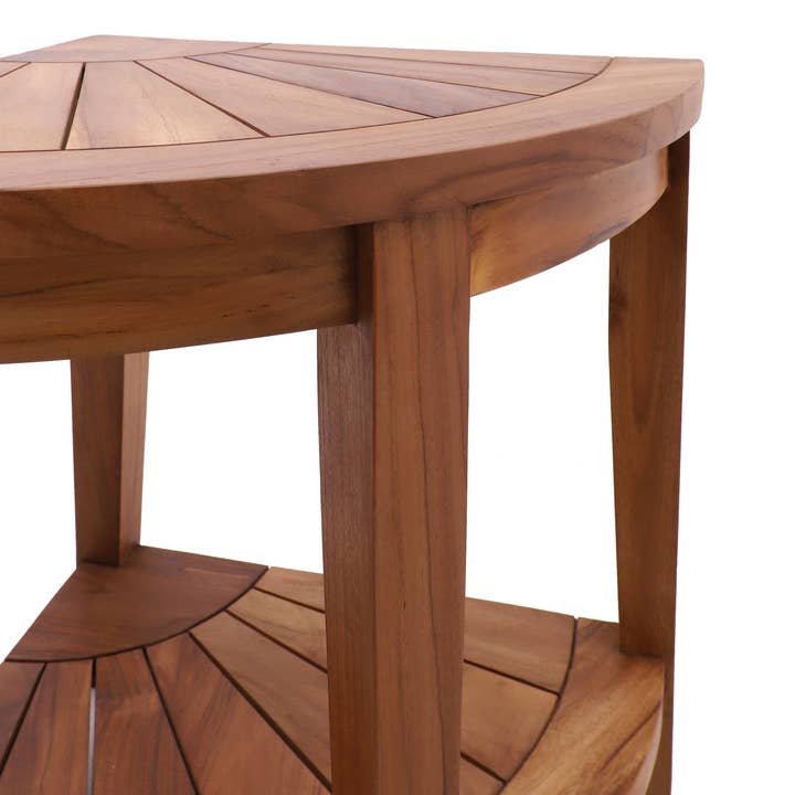 Nordic Teak - Wholesale Stool - Nordic Style Oiled Teak Corner Stool with Shelf1