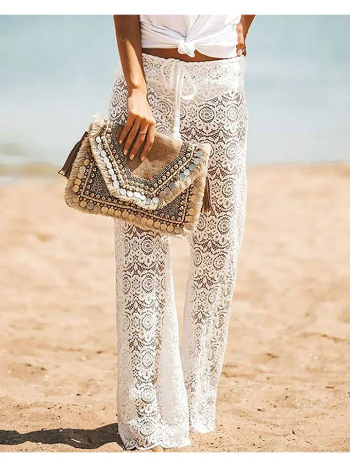 Queen Fashion – Engroshandel Strandbadekåbe – Dame – hule hæklede blondebukser med snor8