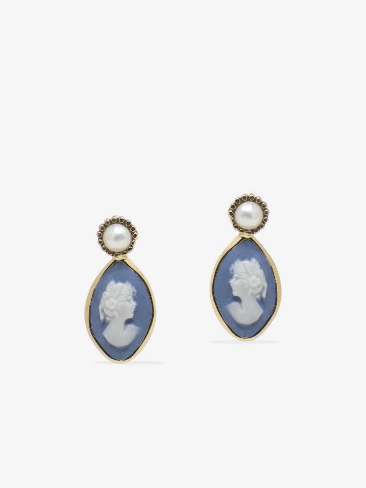 Vintouch Jewels - Wholesale Dangle Earrings - Isabella Sky Blue Cameo Stud Earrings0