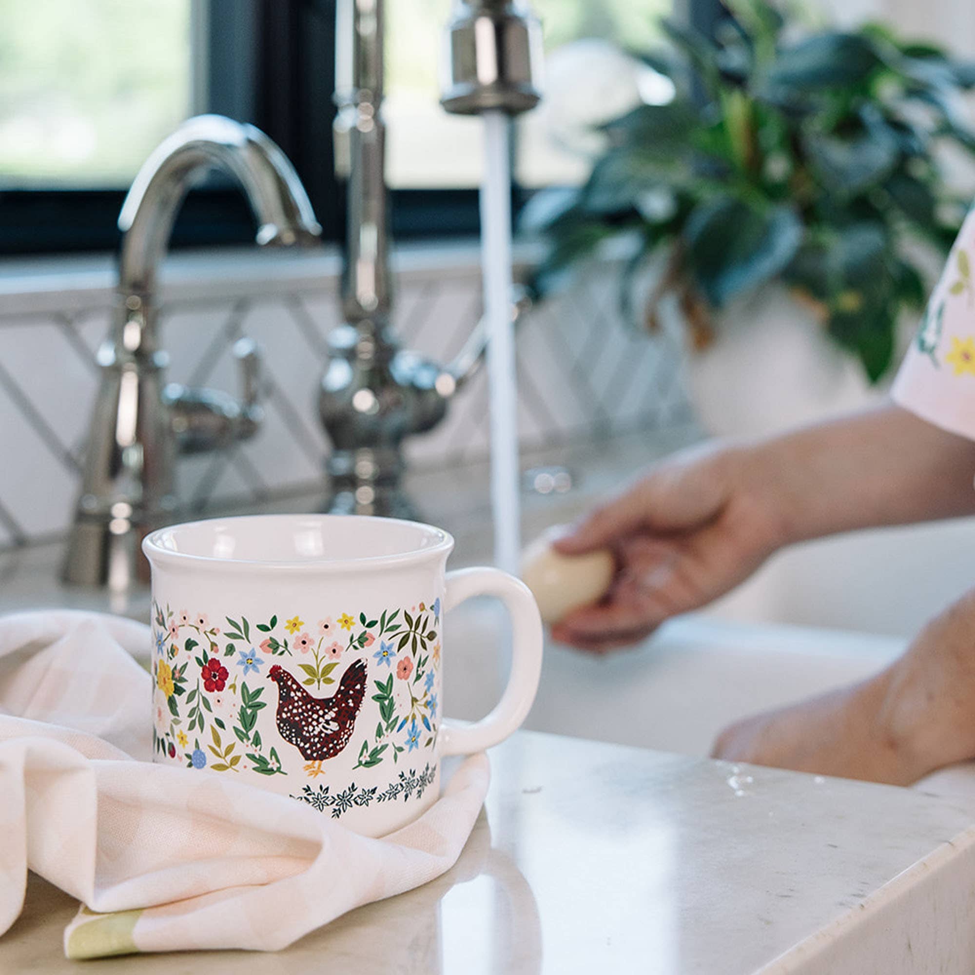 Paper Farm Press - Wholesale Coffee Mug - Chickens Folk Floral Mug1