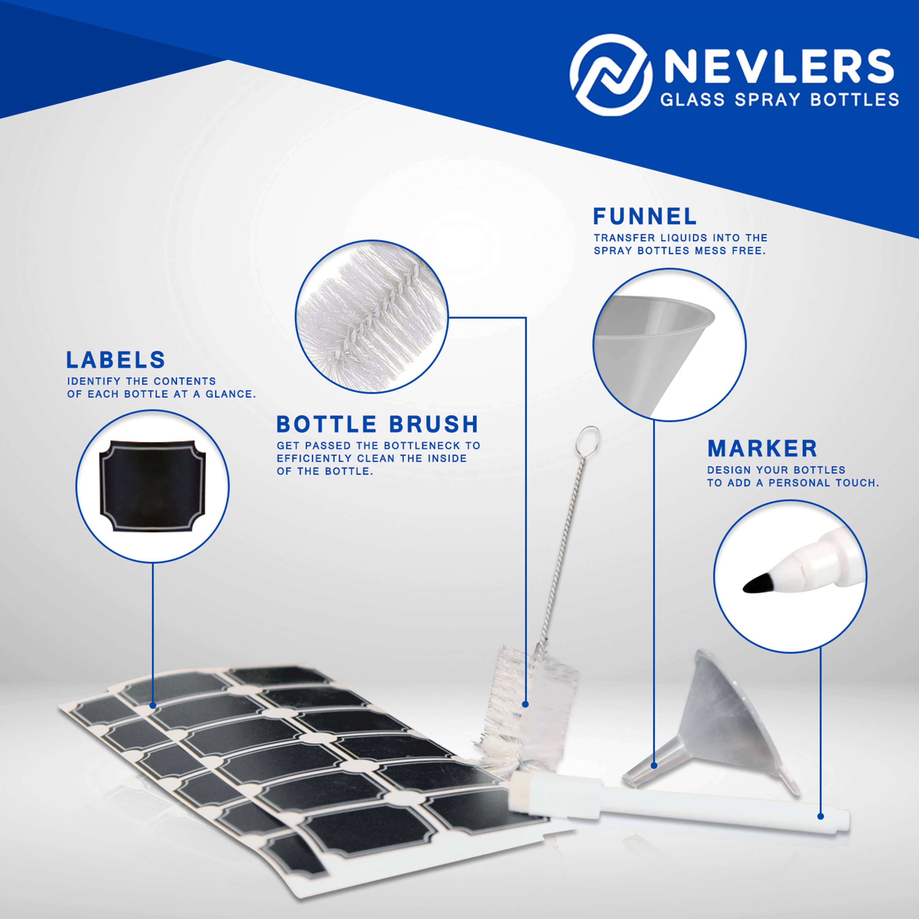 Nevlers - Wholesale Spray bottle - Cobalt Blue Glass Spray Bottles - 4 oz. (Pack of 24)9