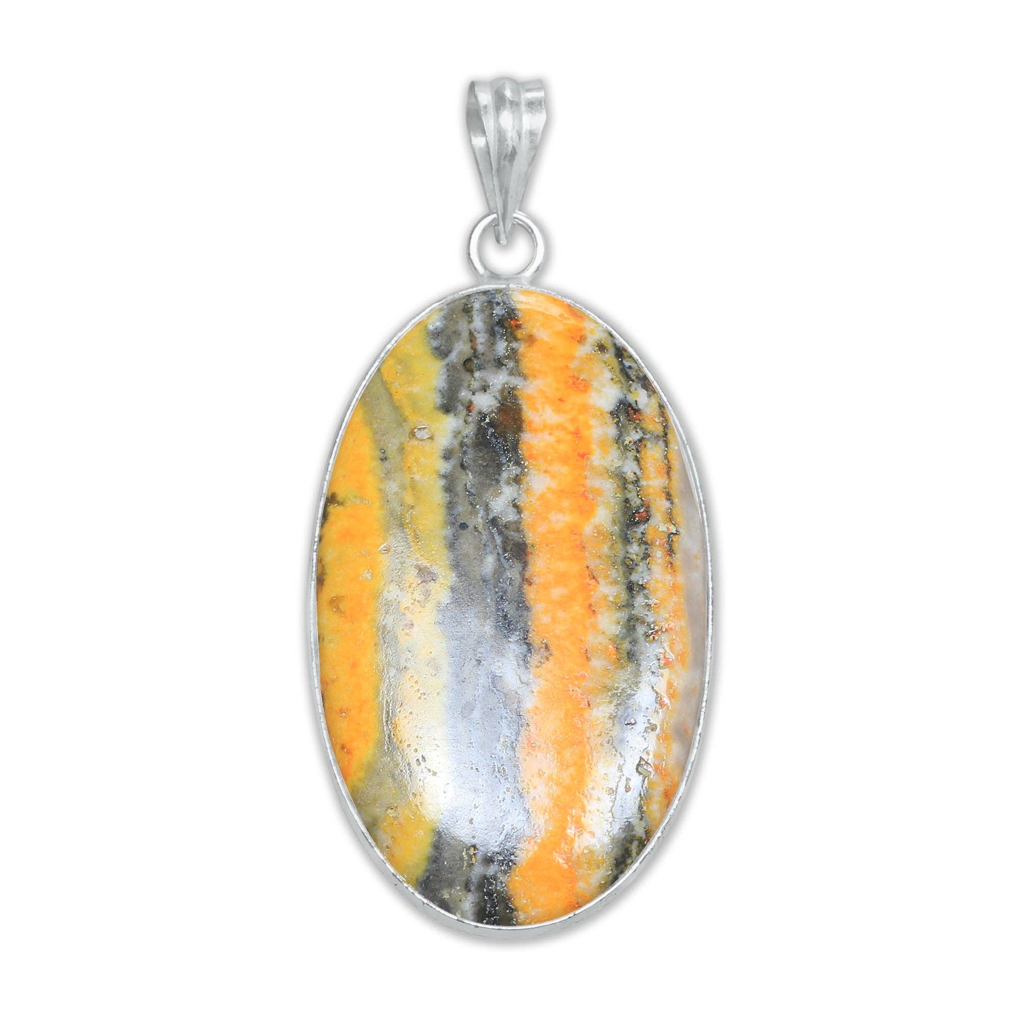 Handmade Jewels - Wholesale Individual Charm/Pendant - BumbleBee Jasper Minimalist Pendants -  Handmade, Silver-Plated Brass, Wholesale2