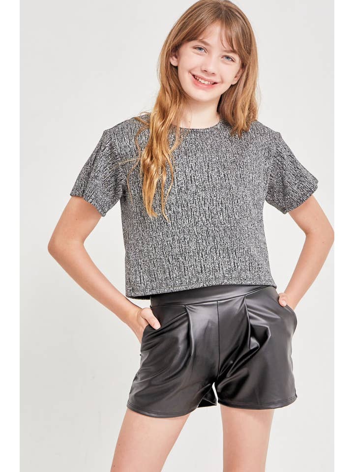 Good Girl - Wholesale Shorts - Kids - Faux Leather Pleated Shorts10