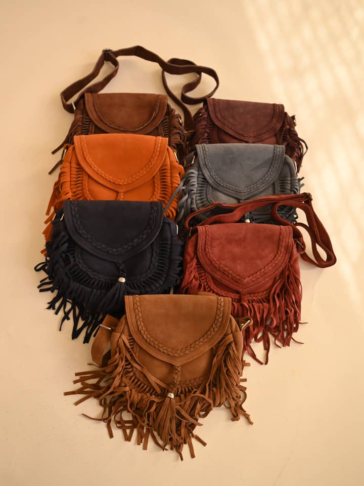 Mesa Moon bag- Suede Fringe for wholesale by FRINGE & LUXE