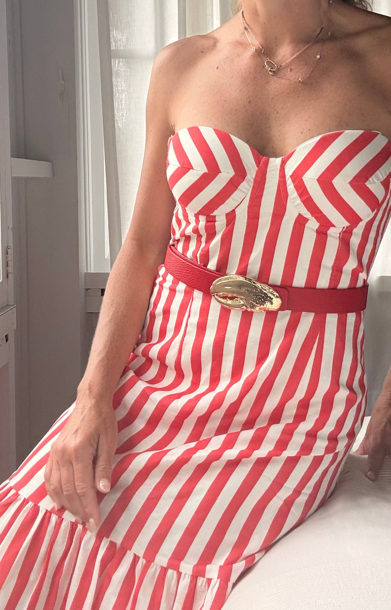 Cesoli - Wholesale Belt - Women's - Maraschino & Biscotti Reversible Leather Belt | 3cm2