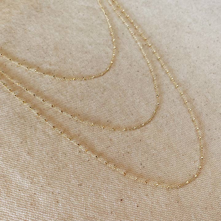 GoldFi – wholesale Link & chain necklace – 18k Gold Filled 1mm Spaced Beaded Chain2