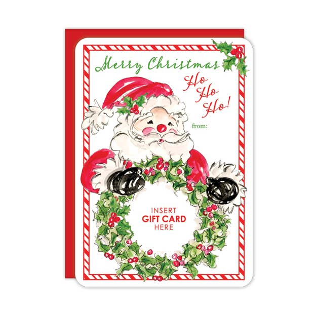 Tarjeta de regalo de felicitación con corona de Papá Noel con diseño de Feliz Navidad para venta al por mayor de RosanneBeck Collections