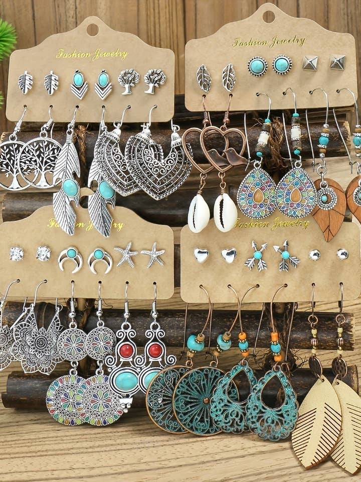 Bohemian Vintage Earrings Set (6 Pairs) for wholesale by Magia Design