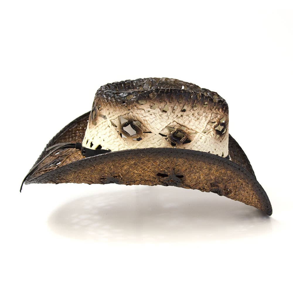 Western Express - Vendita all'ingrosso Cappello da cowboy - Donna - Cappello Marrone di Paglia Western con Fronte Pizzicato5