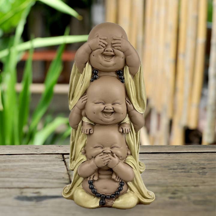 Zen'Arôme - Wholesale Sculpture - Stacked Laughing Buddha Statue - Original Gift Idea2