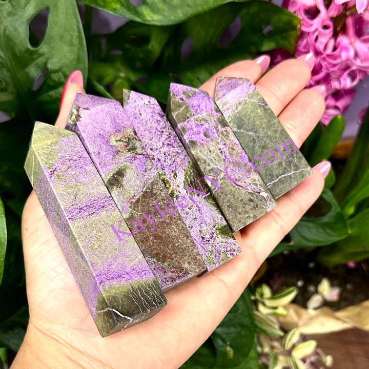KayleeNYC - Wholesale Spiritual Stone/Crystal - 1 Lb Natural Atlantisite Stichtite Obelisk Tower Point3
