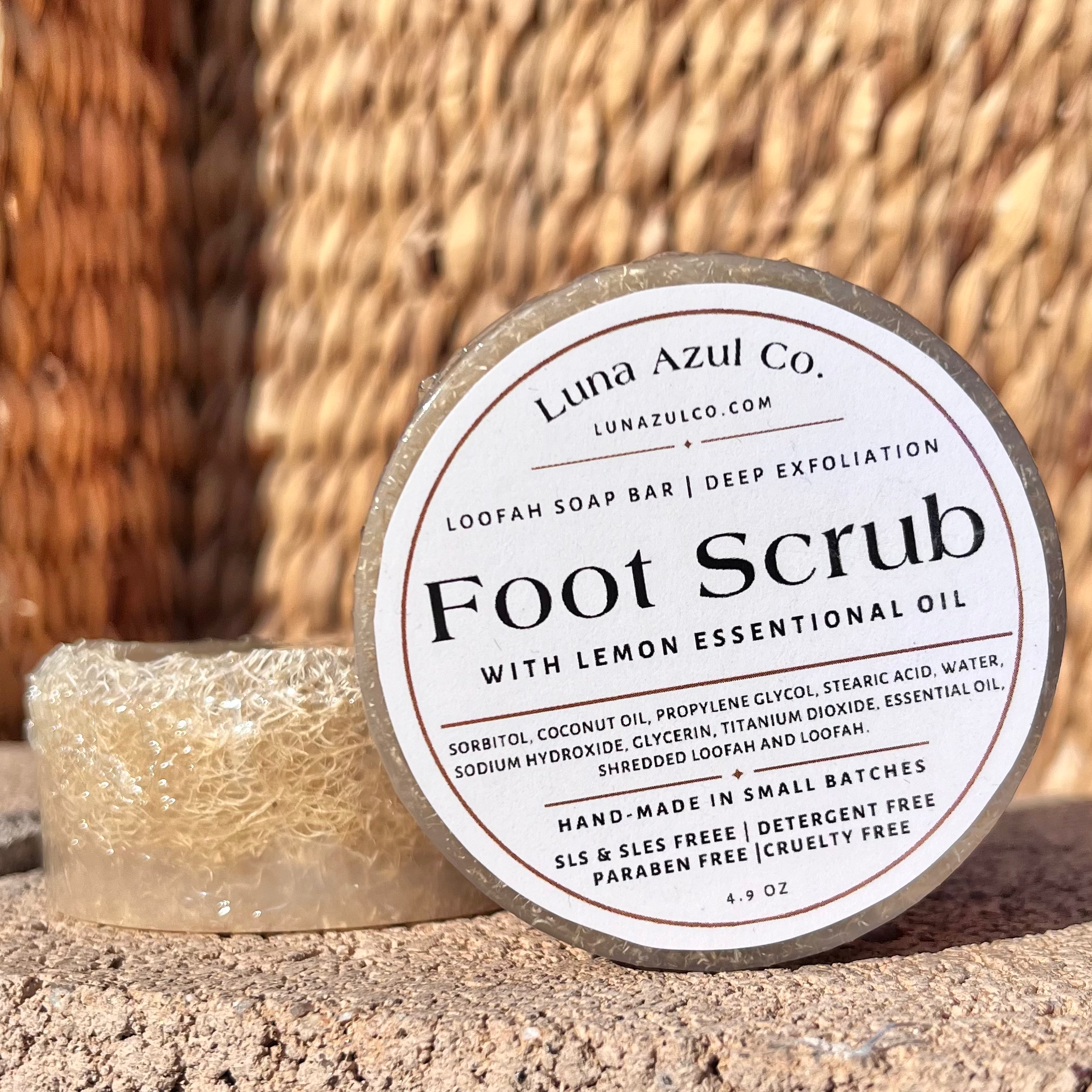 Luna Azul Co - Wholesale Bar Soap - Foot Scrub Shredded Loofah & Loofah Slice Soap Bar2