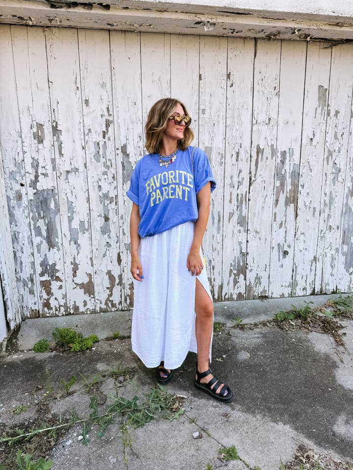 ETTA & EAST - Wholesale T-Shirt (Graphic) - Women's - favorite parent graphic tee - blue/ yellow