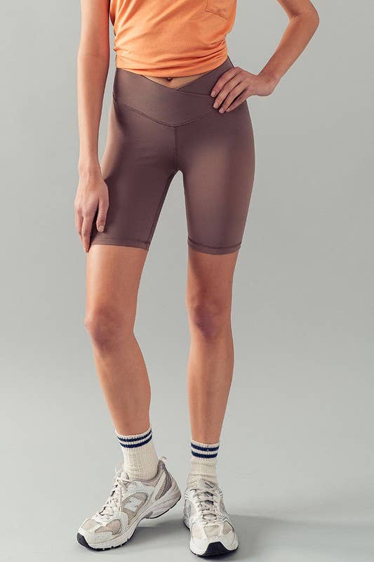 Urban Daizy - Wholesale Athletic Shorts - Women's - Cross Front High-Waisted Bike Shorts11